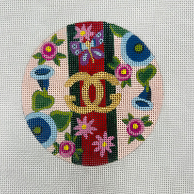 Designer Gs Floral Round Insert Needlepoint Canvas