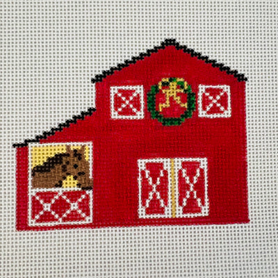 Christmas Horse Barn Needlepoint Canvas