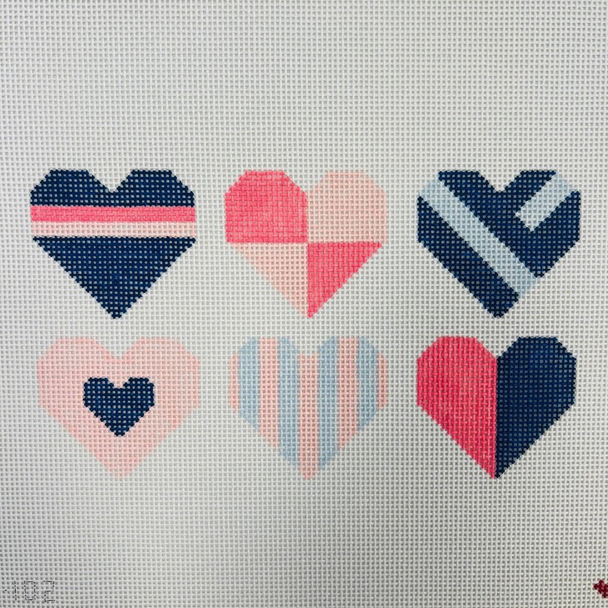 6 HEARTS needlepoint canvas - Bargello Needlepoint
