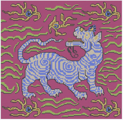 Clarence House's Tibetan Tiger Vibrant Pink Needlepoint Canvas