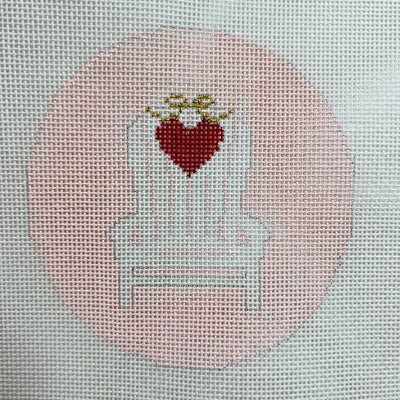 Adirondack Chair with Heart on Pink Needlepoint Canvas