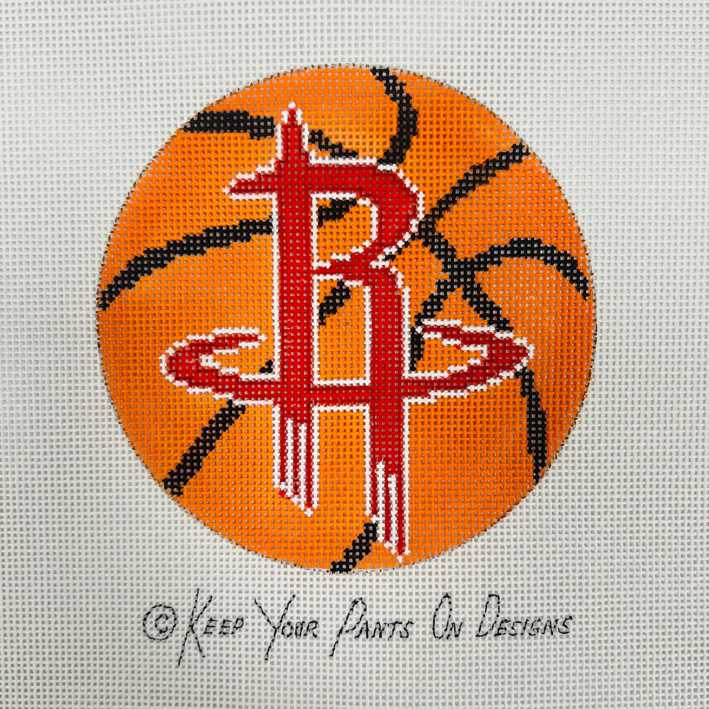 Houston Rockets—Basketball Round Needlepoint Canvas