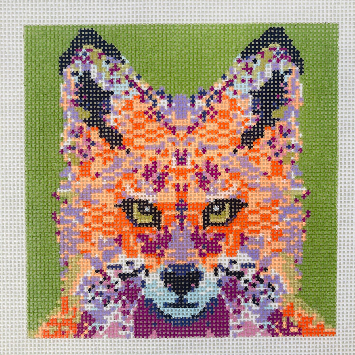 Orange Fox Mini Needlepoint Canvas – Bargello Needlepoint