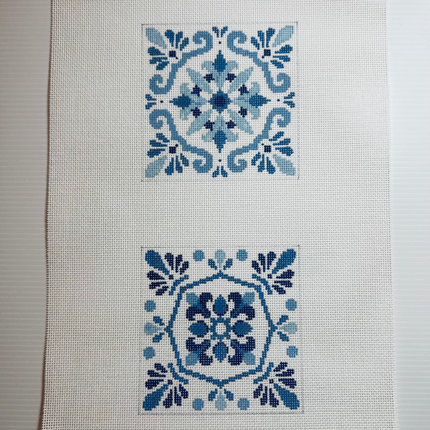 Blue & White Talavera Tiles Coasters Needlepoint Canvas