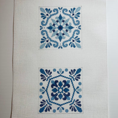 Blue & White Talavera Tiles Coasters Needlepoint Canvas