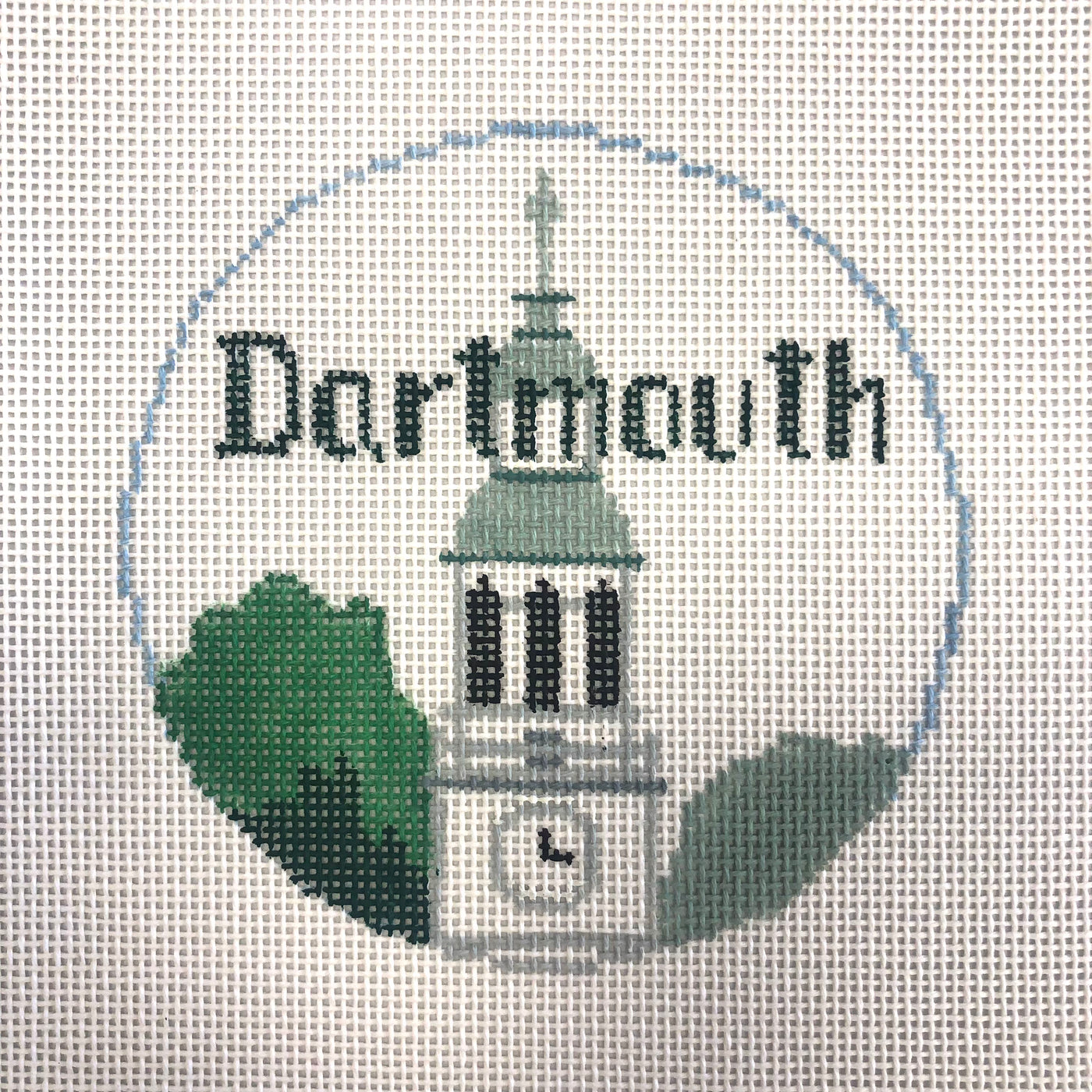 Dartmouth University Round Ornament Needlepoint Canvas