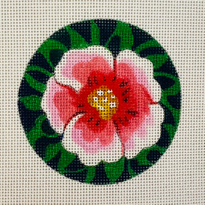 Tropical Flower on Blue and Green Needlepoint Canvas
