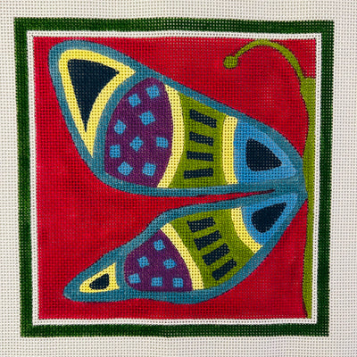 Pink and Green Butterfly Needlepoint Canvas
