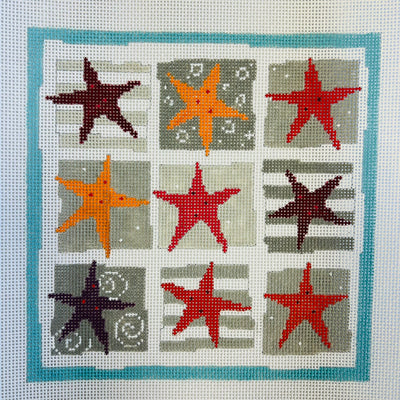 Nine Bright Starfish Needlepoint Canvas