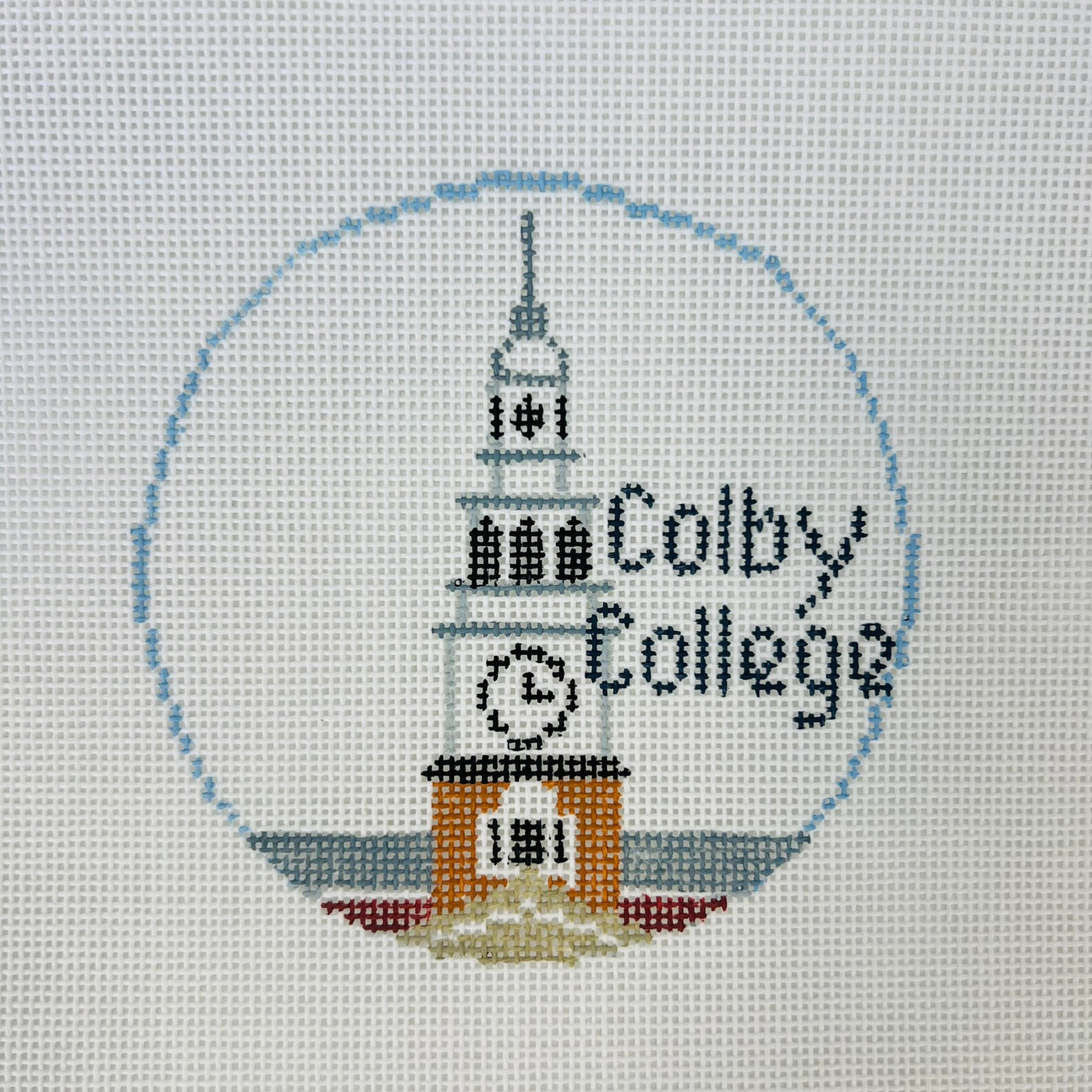 Colby College Round Ornament Needlepoint Canvas