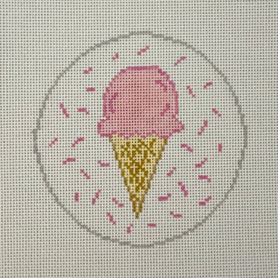 Ice Cream Round Ornament Needlepoint Canvas