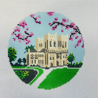 National Cathedral with Cherry Blossoms Ornament Needlepoint Canvas