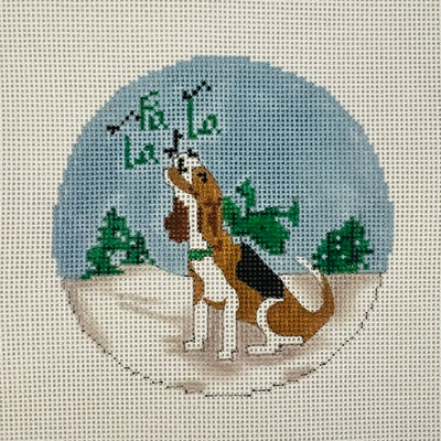 Fa La La Beagle Ornament Needlepoint Canvas