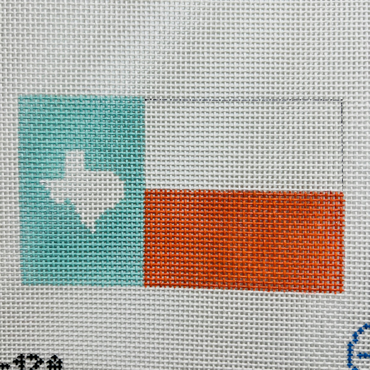Lonestar Flag Needlepoint Canvas in Teal and Orange