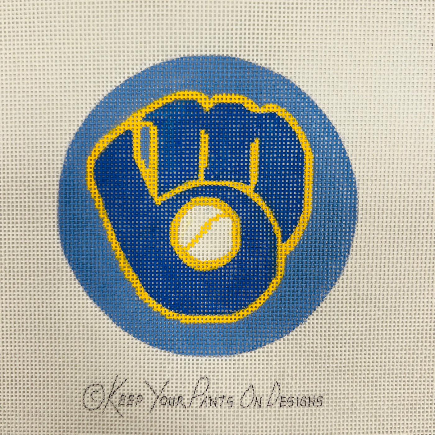 Milwaukee Brewers Baseball Round Needlepoint Canvas
