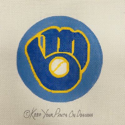 Milwaukee Brewers Baseball Round Needlepoint Canvas