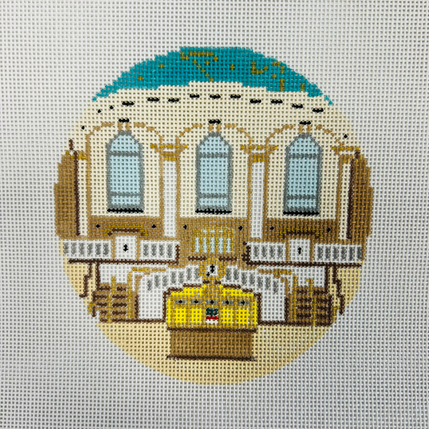 Grand Central Terminal Ornament with Stitch Guide Needlepoint Canvas