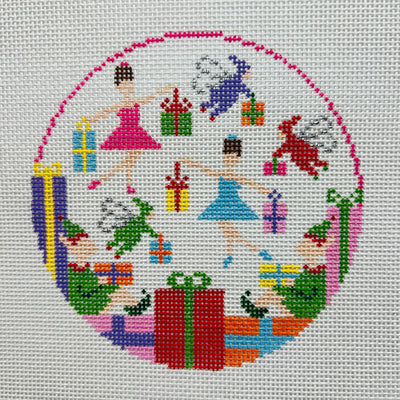 Dancings Fairies Round Ornament Needlepoint Canvas