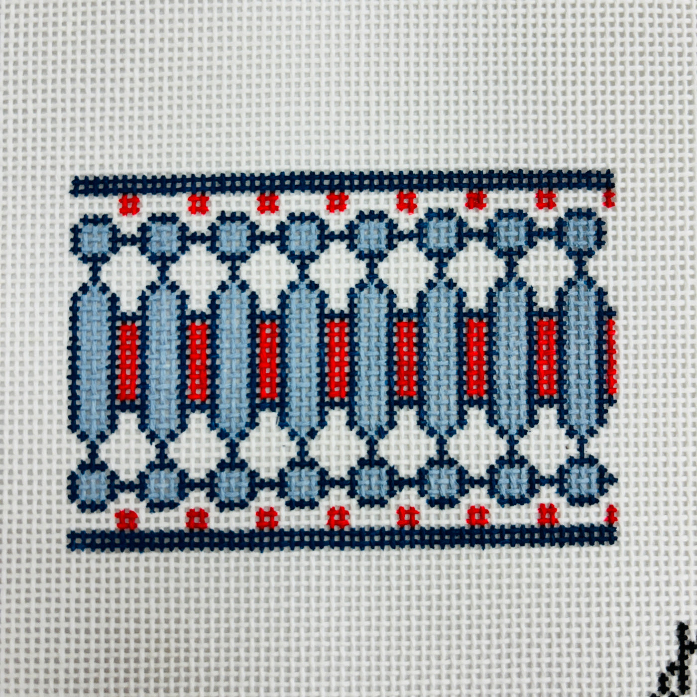 Navy Red Bubble Chain Insert Needlepoint Canvas