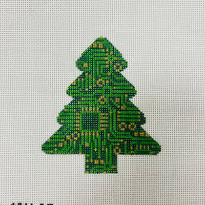 Circuit Board Tree Ornament  Needlepoint Canvas