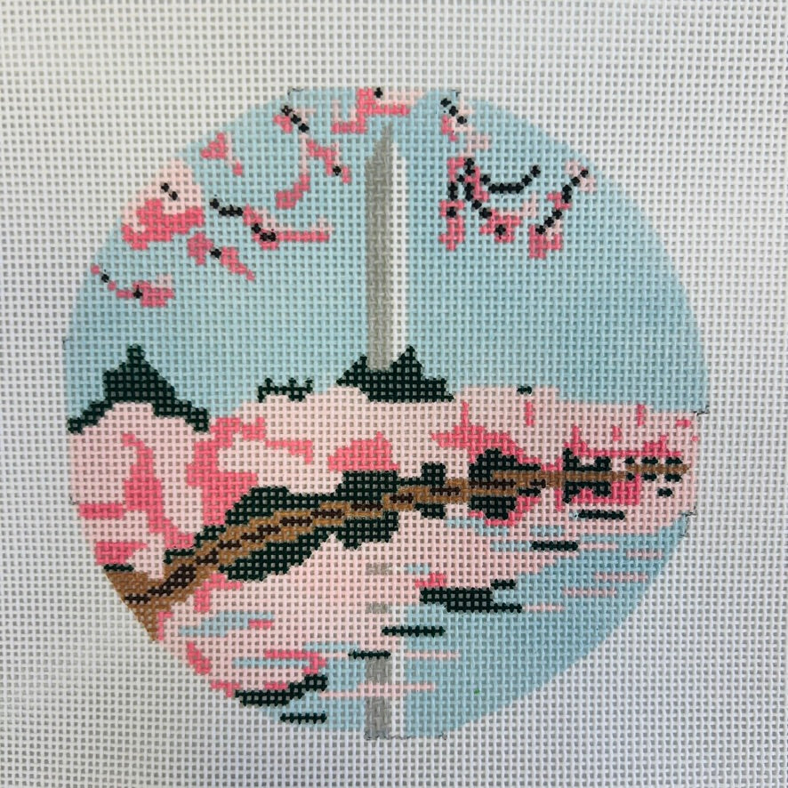 Washington Monument with Cherry Blossoms Ornament