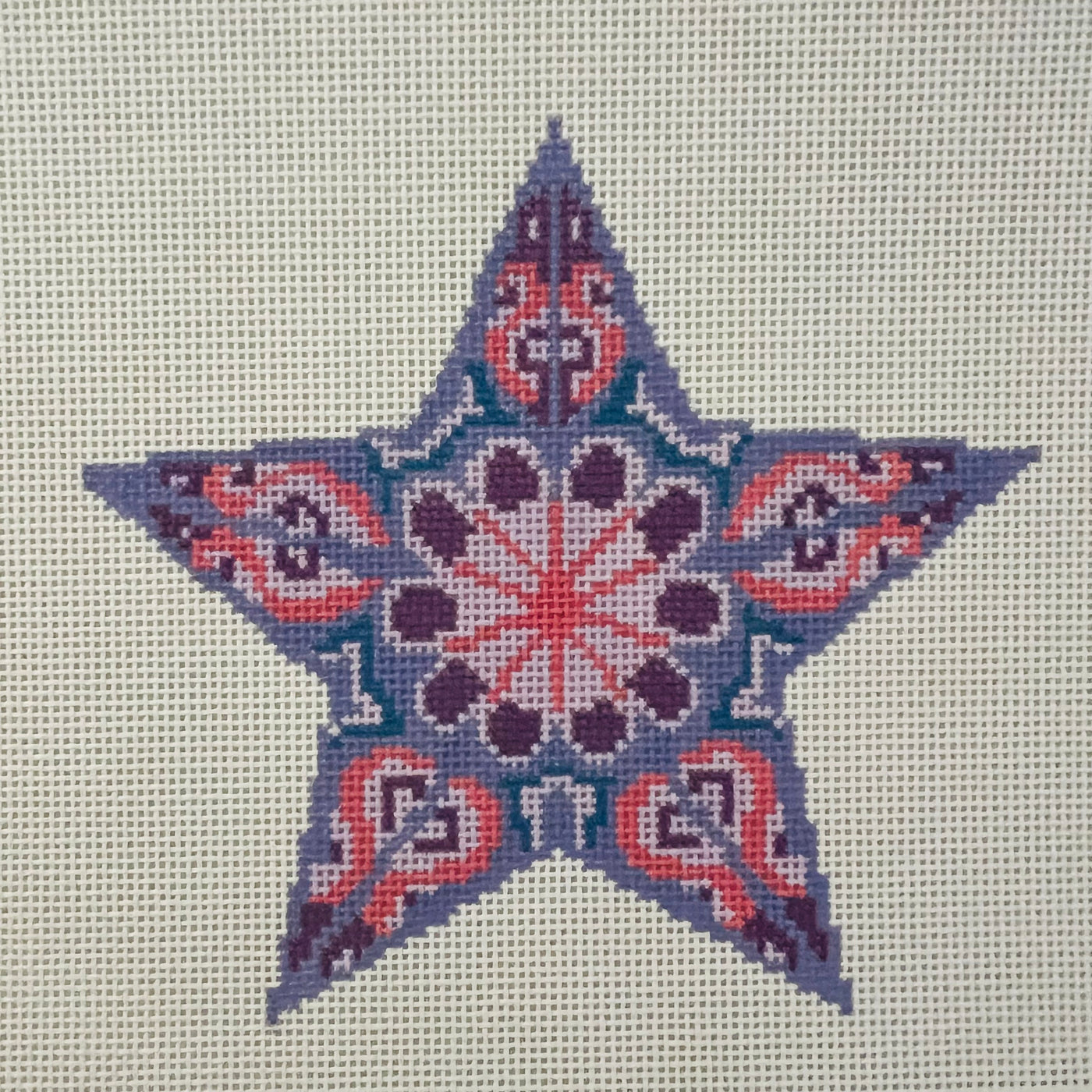 Purple Star Ornament Needlepoint Canvas