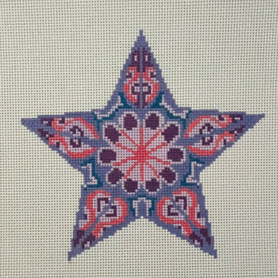 Purple Star Ornament Needlepoint Canvas