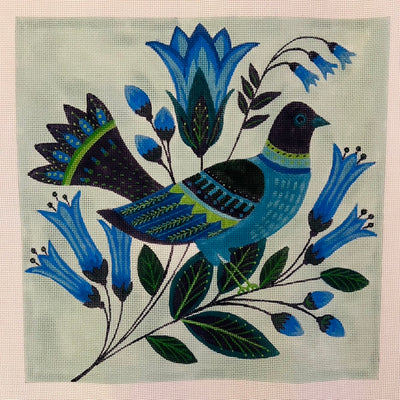 Teal Bird Needlepoint Canvas