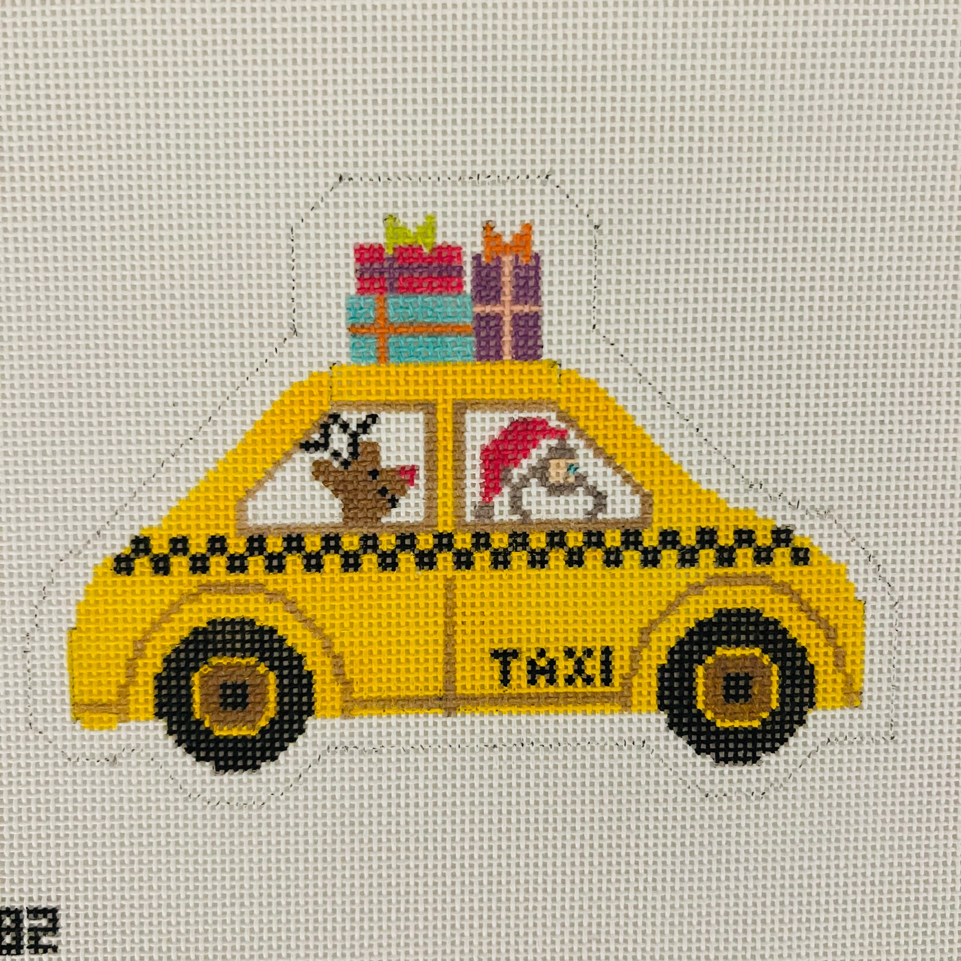 Taxi Cab Ornament Needlepoint Canvas
