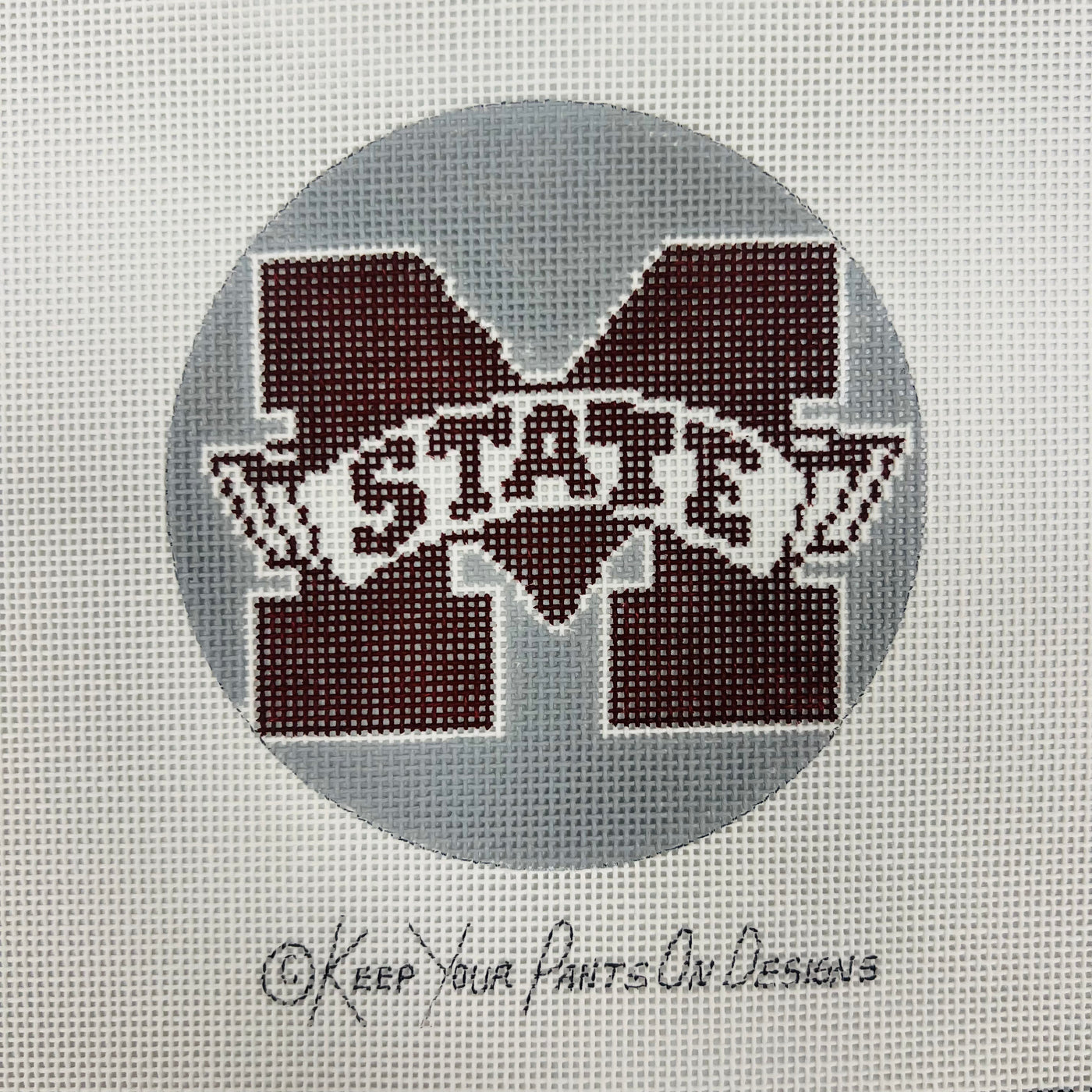 Mississippi State  Round Needlepoint Canvas