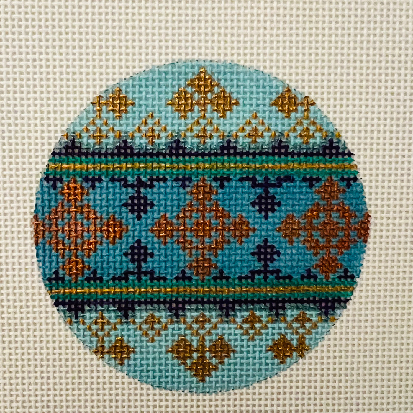 Geometric Round Ornament Needlepoint Canvas