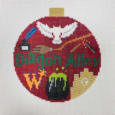 Diagon Alley Round/Ornament Needlepoint Canvas