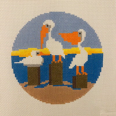 3 Pelicans Ornament Needlepoint Canvas