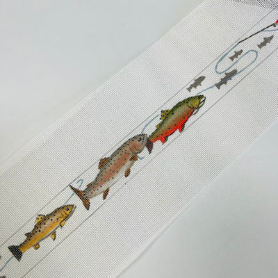 Trout Fishing with Flies Belt Needlepoint Canvas