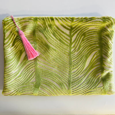 Meadow Green and Sand Fabric Clutch