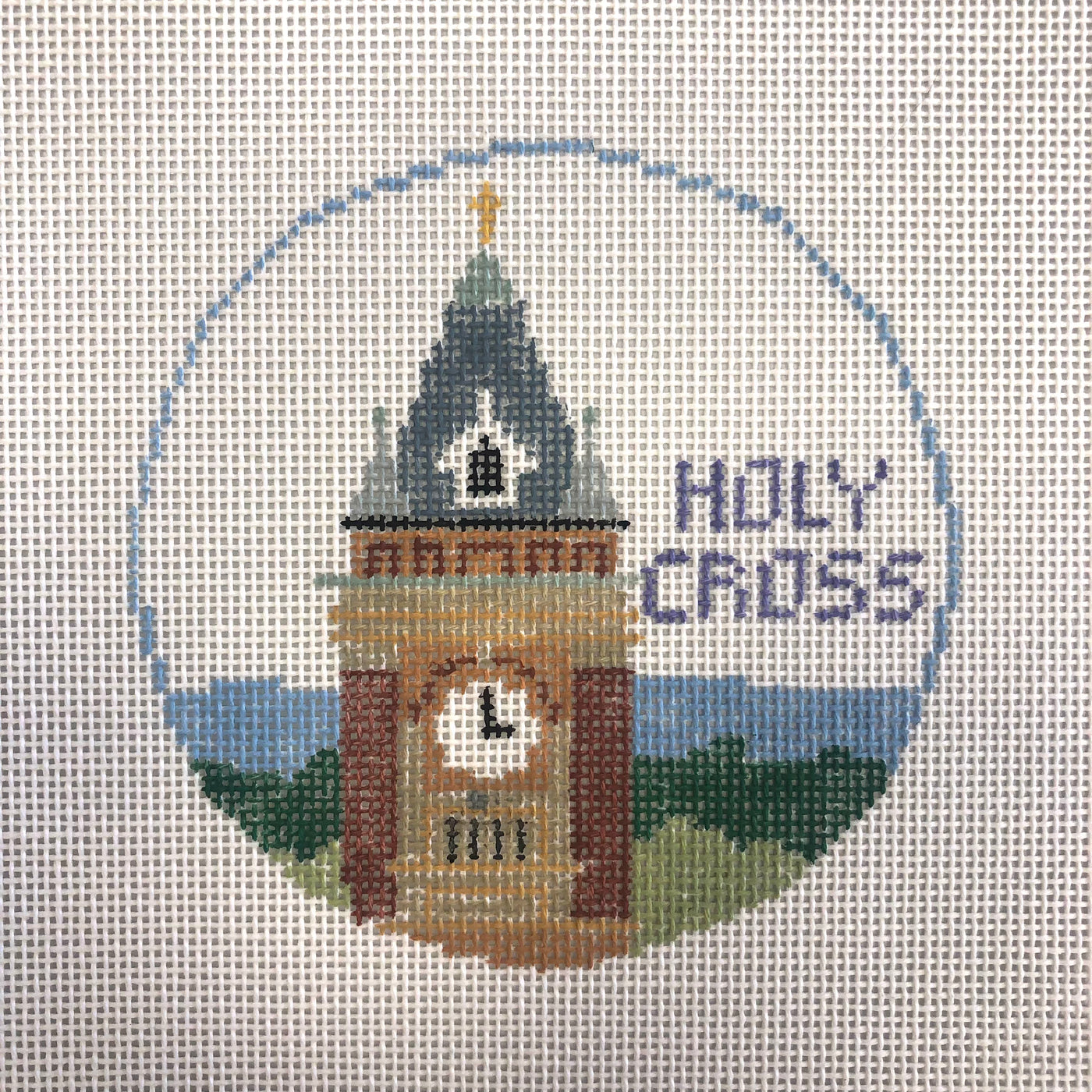 Holy Cross Round Ornament Needlepoint Canvas