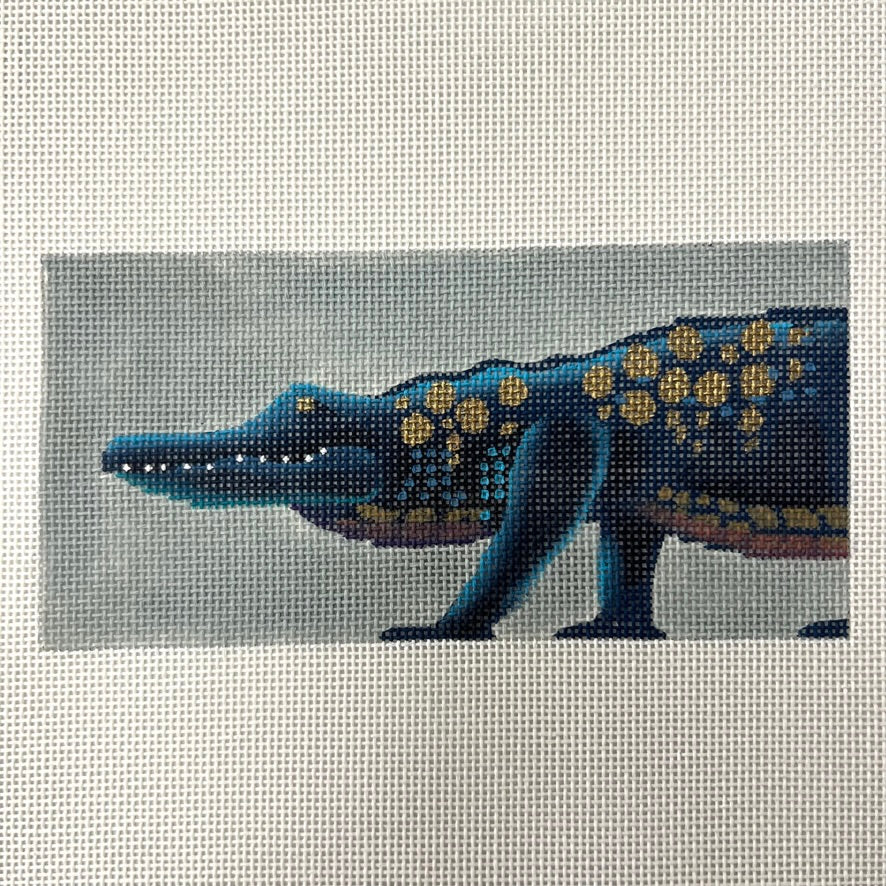 Blue Alligator Insert Needlepoint Canvas