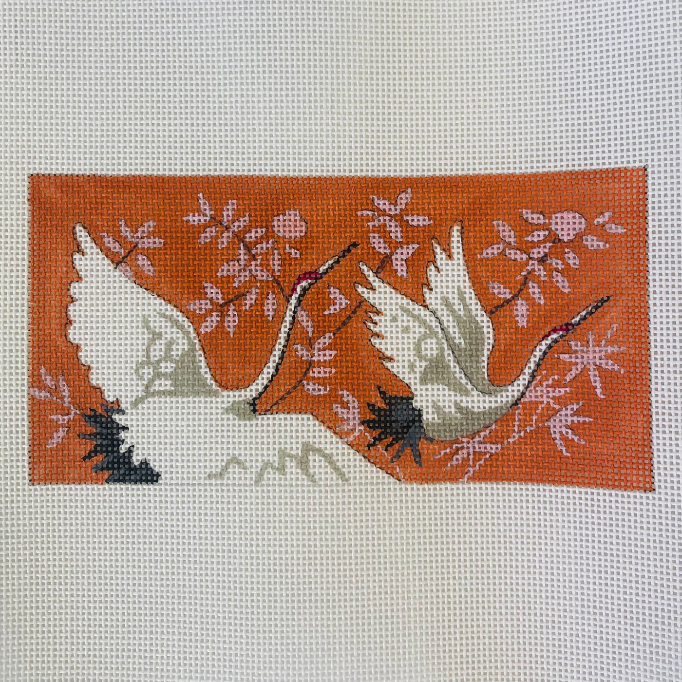 White Cranes 3x6 Insert Needlepoint Canvas