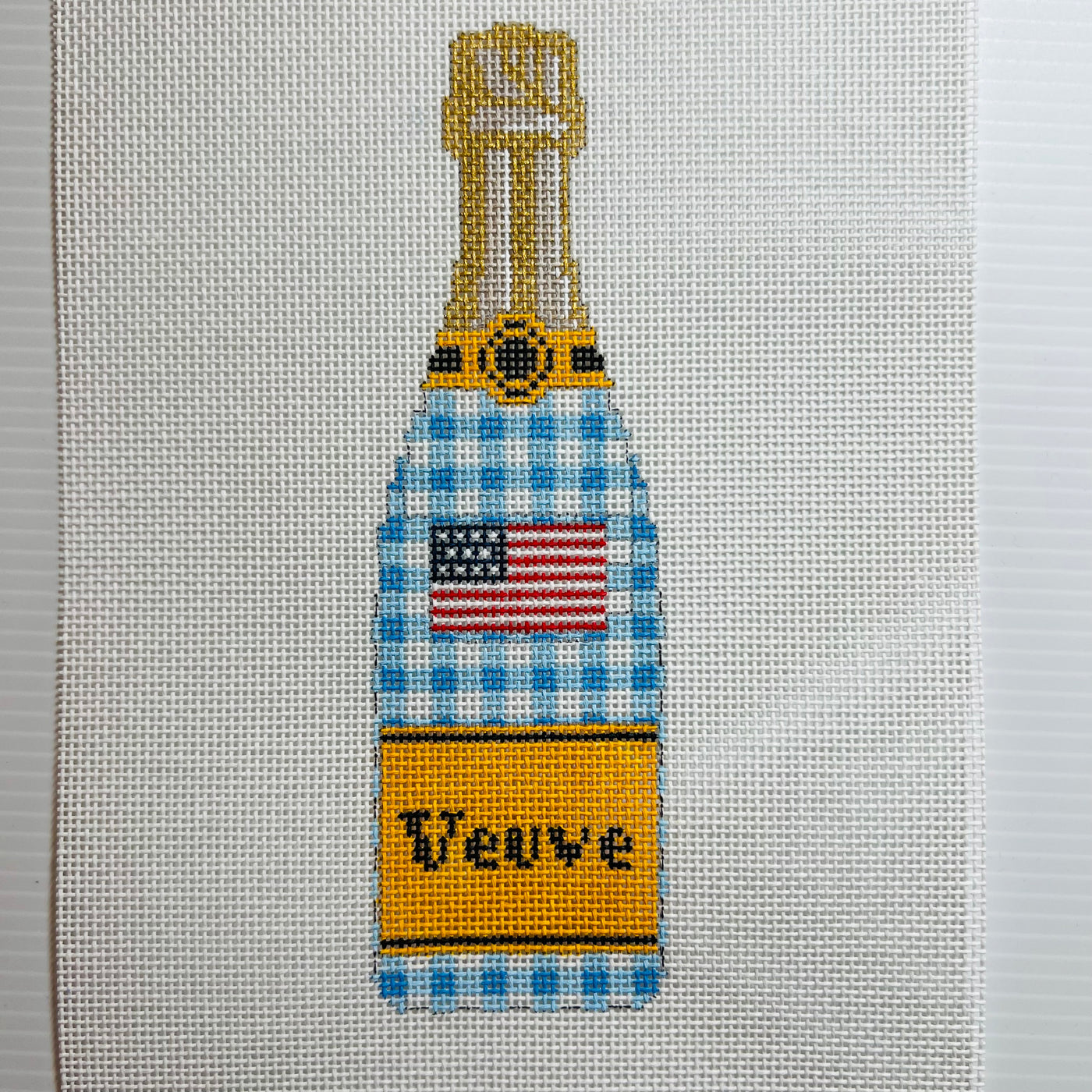 Veuve Bottle -American Flag Needlepoint Canvas