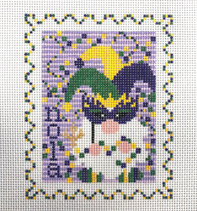 Mardi Gras Stamp Needlepoint Canvas