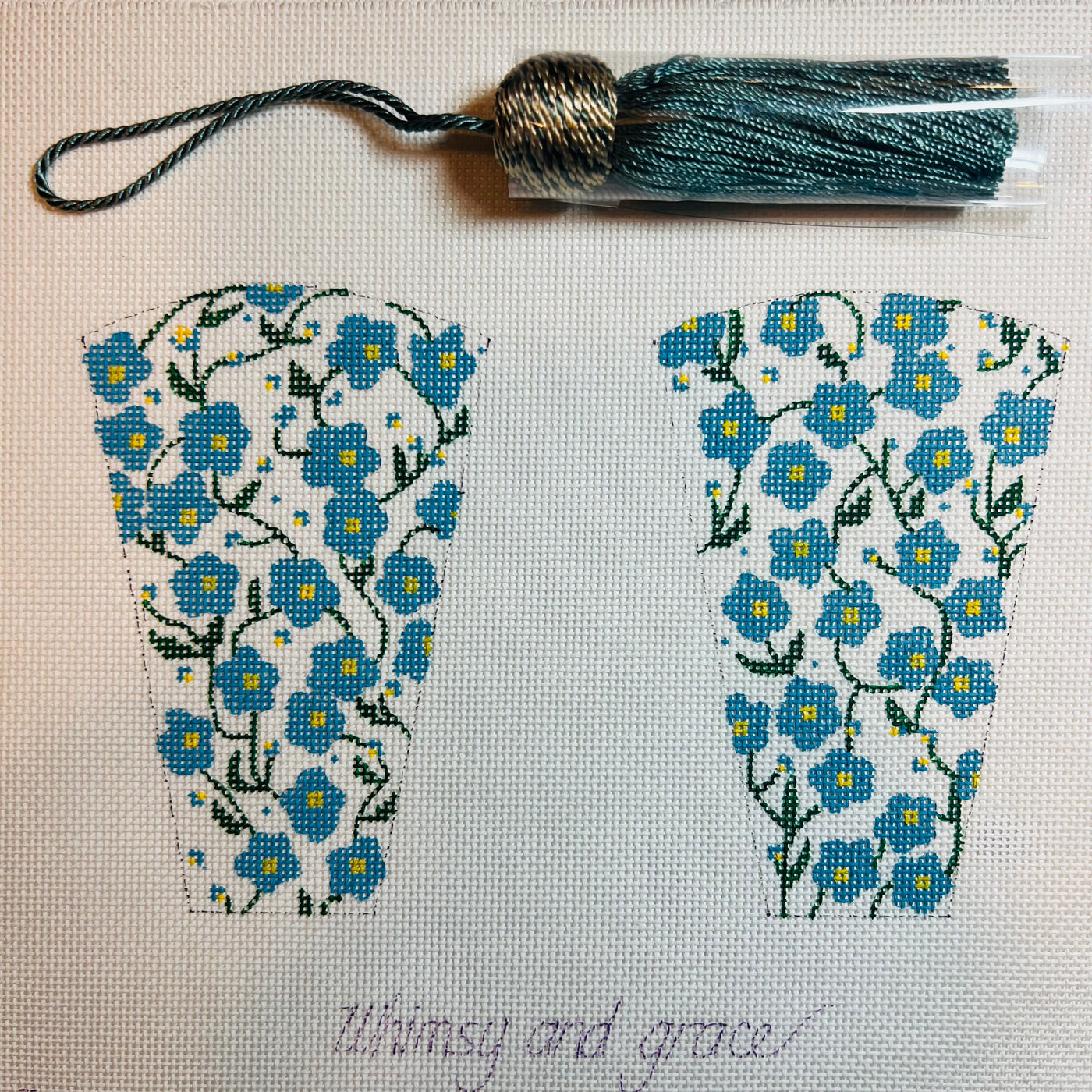 Summer Froget-Me-Not Scissor Case With Blue Tassel