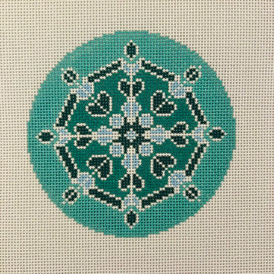 Teal Snowflake Ornament Needlepoint Canvas