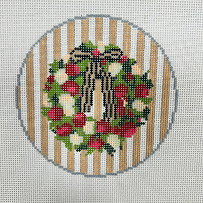 Cranberry Wreath Ornament Needlepoint Canvas