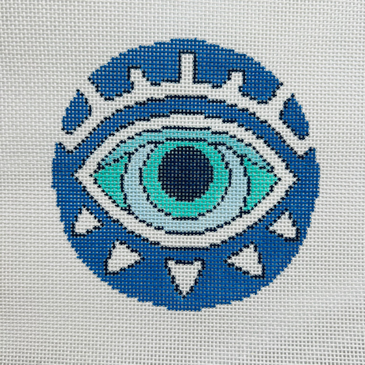 Blue Evil Eye round Needlepoint Canvas