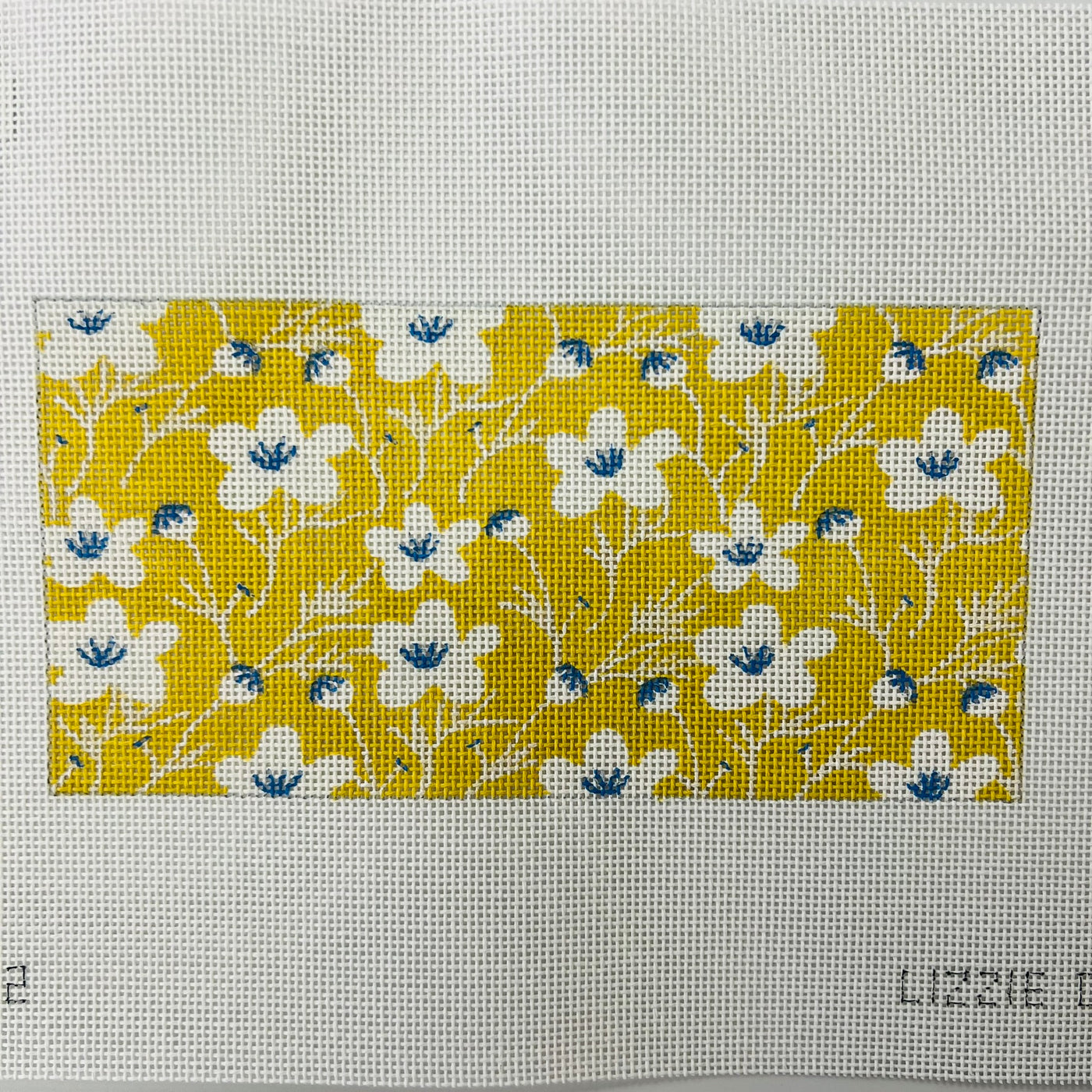 Flowers on Blue Eyeglass Case Needlepoint Canvas