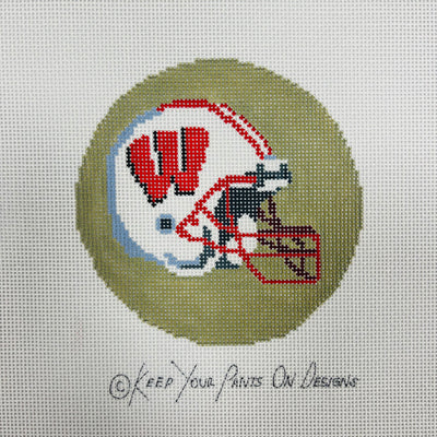 Univ. of Wisconsin Helmet "W" Round Needlepoint Canvas
