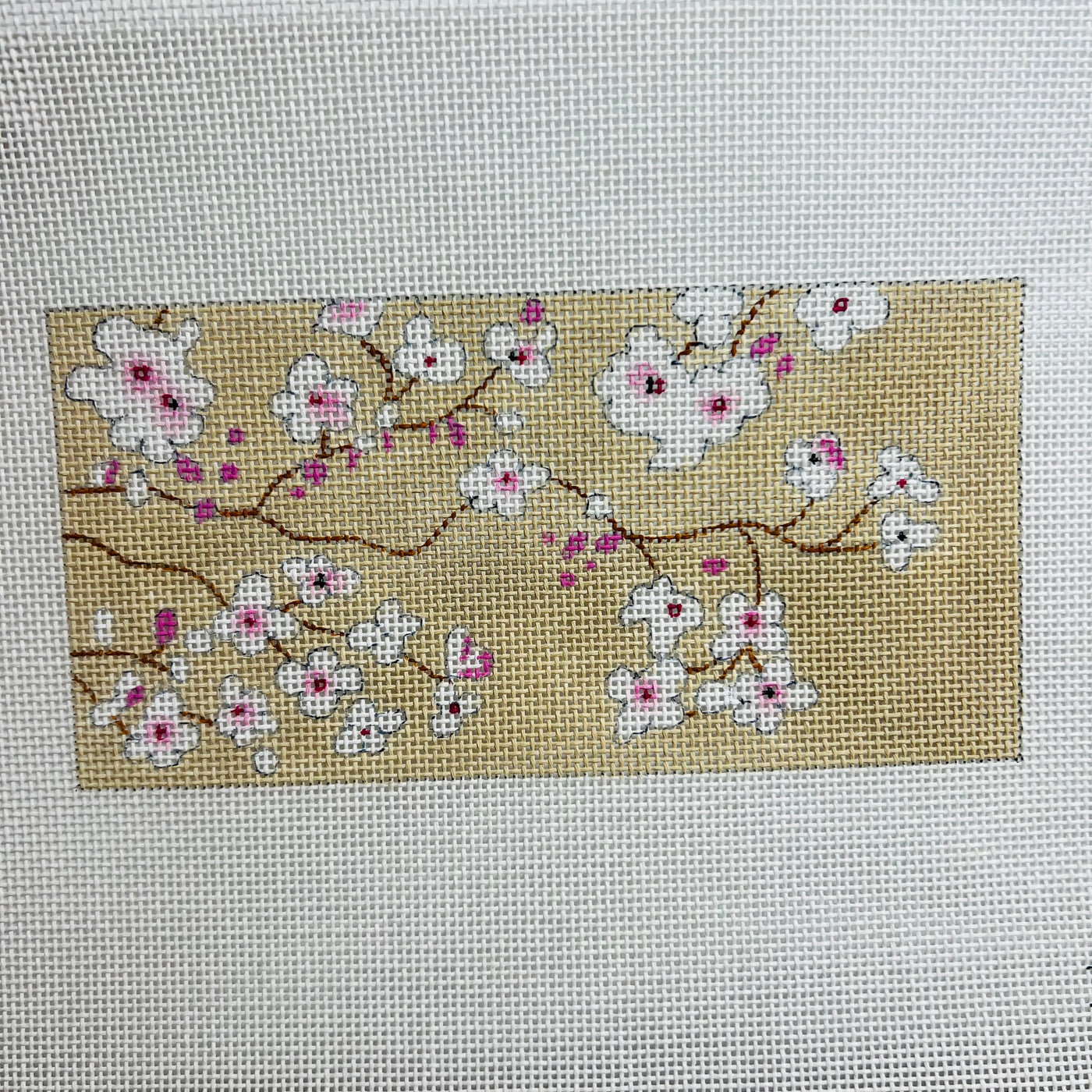 White Cherry Blossoms Insert Needlepoint Canvas