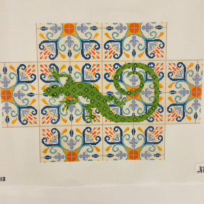Lizard on Tile Brick Cover Needlepoint Canvas