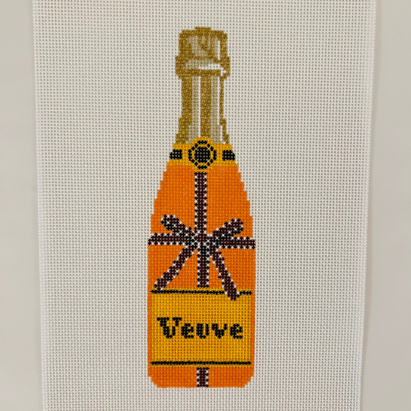 Veuve Orange with Brown Ribbon Needlepoint Canvas