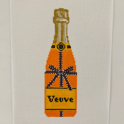 Veuve Orange with Brown Ribbon Needlepoint Canvas